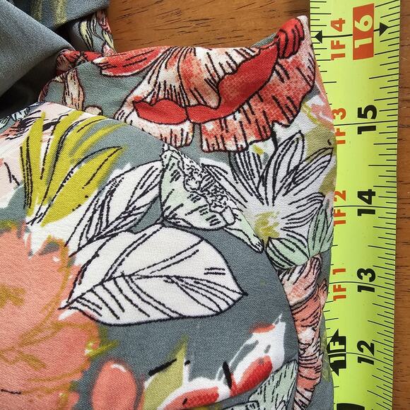 BOG Collective Dress L Green Milkmaid Peasant Floral Cottagecore Smocked Boho - Picture 11 of 15